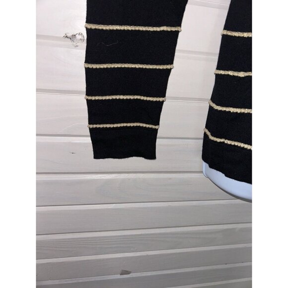 NWT August Silk Heritage Sz XL Black Gold Stripes Textured Button Up Cardigan - Picture 4 of 10
